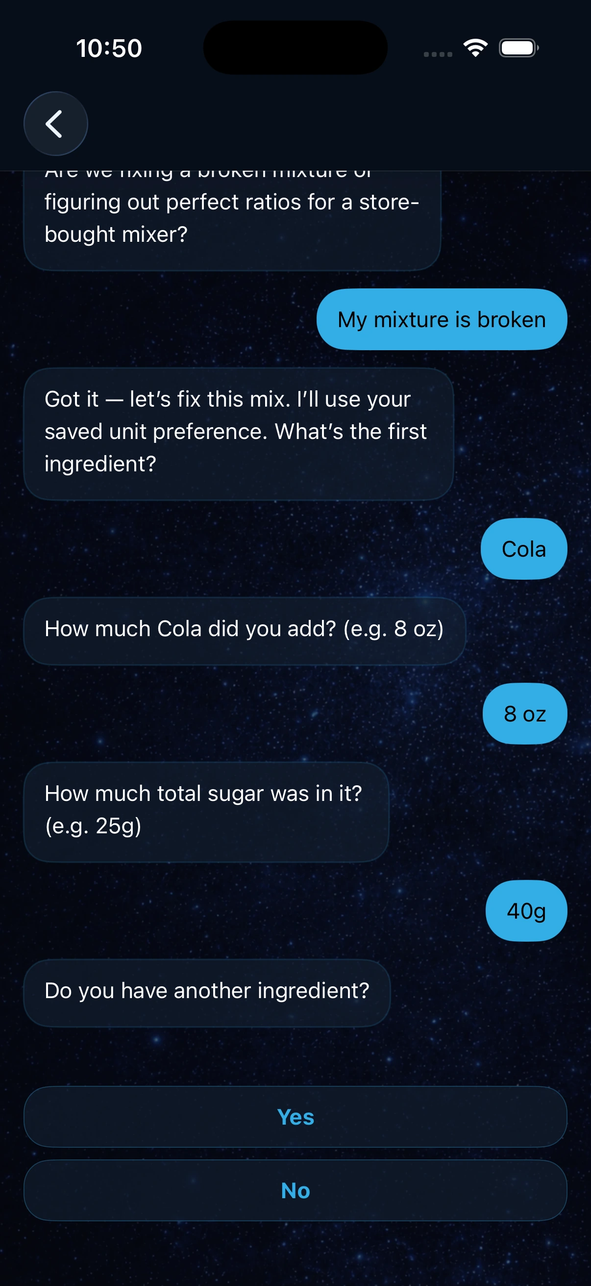 Brixley collecting an ingredient and amount